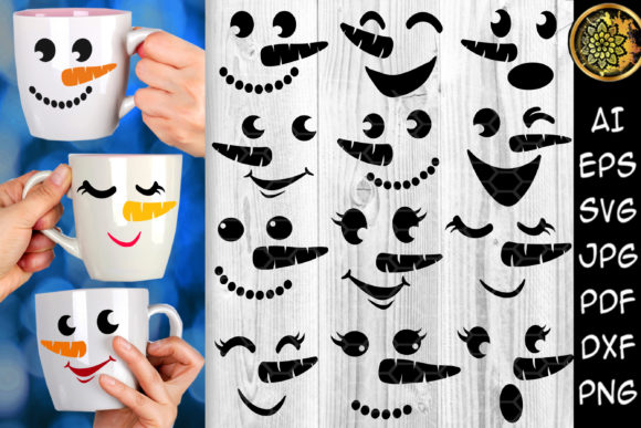 Christmas 12 Snowman Faces Clipart Bundle Review