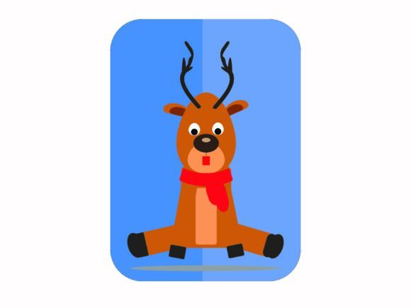 Christmas Deer Card Blue Illustration Review
