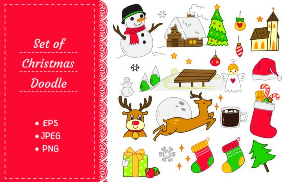 Christmas Doodle Illustrations for Digital Products