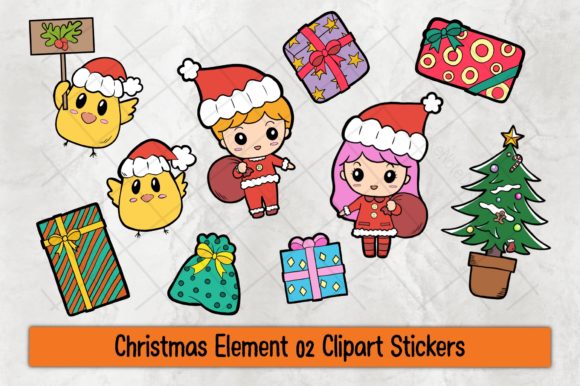 Christmas Element 02 Clipart Stickers for Branding and Packaging