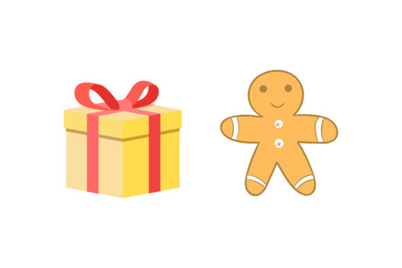 Christmas Gift Cookies Set Vector Illustrations