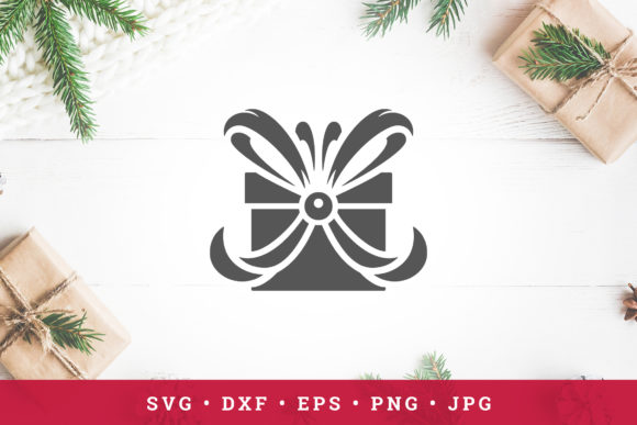 Christmas Gift with Big Bow Icon Illustrations