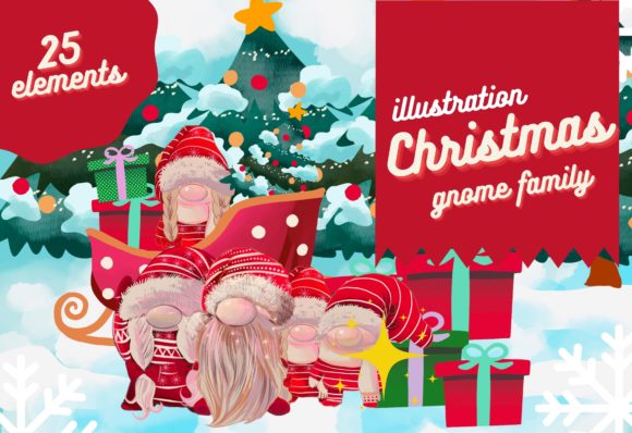 Christmas Gnome Family Clip Art Set for Illustrations
