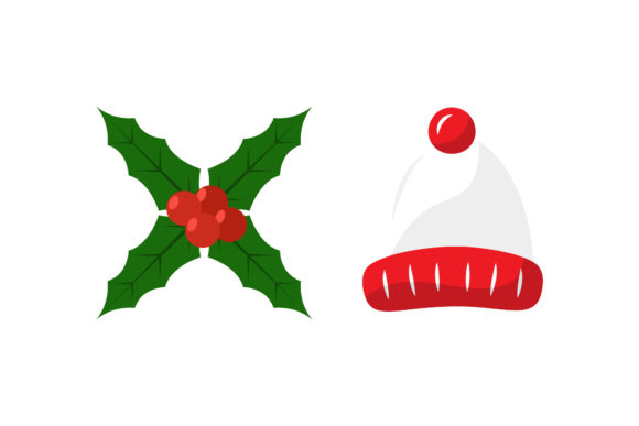 Christmas Hat Mistletoe Set Vector for Website and Editorial Design