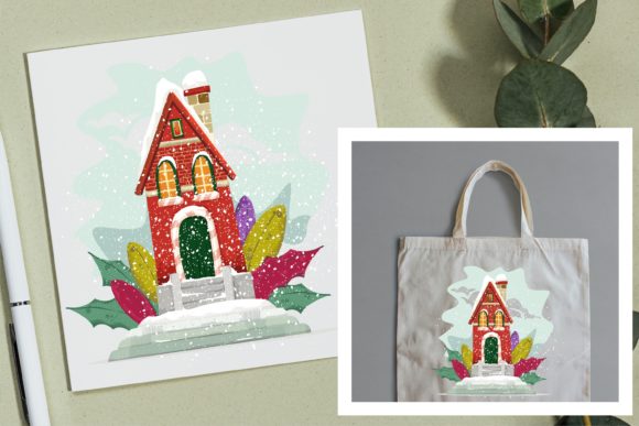 Christmas House Illustration for Branding and Packaging