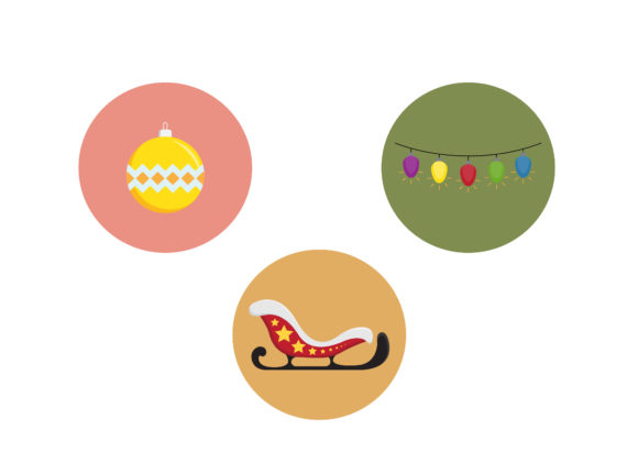 Christmas Icon Sleigh Vector Bundle for Illustrations