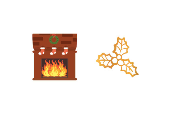 Christmas Mistletoe Chimney Set Illustrations