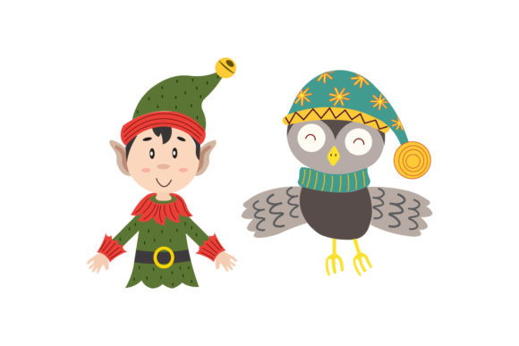 Christmas Peter Pan Owl Set Illustrations