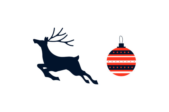 Christmas Reindeer and Ornaments Illustrations