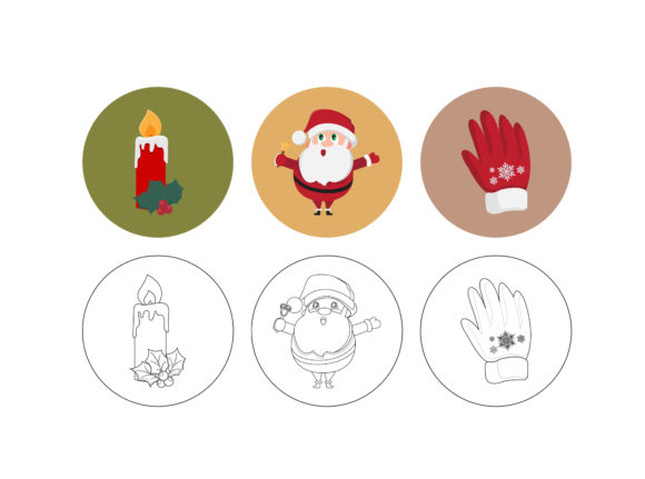 Christmas Santa Fill Outline Bundle for Illustrations