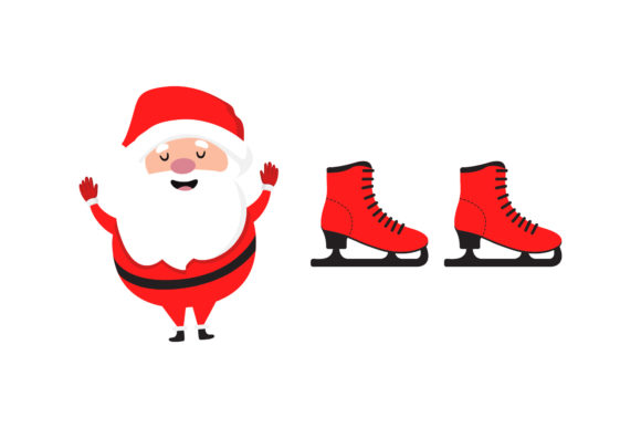 Christmas Santa Ice Skating Vector Set
