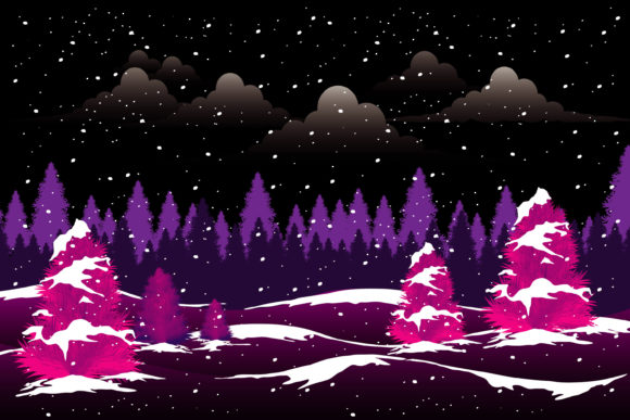 Christmas Snow Season at Night Illustrations