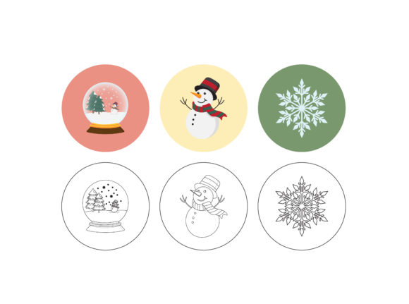 Christmas Snowman Fill Outline Bundle Illustrations