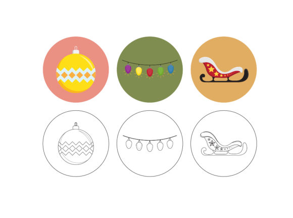 Christmas Tree Ball Fill Outline Bundle for Branding and Packaging