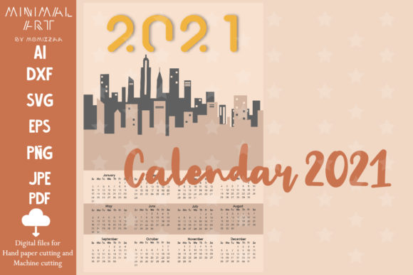 Cute New Year Christmas Calendar Card Illustrations