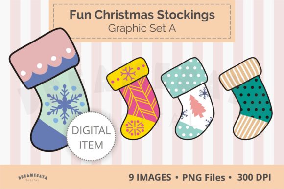 Fun Christmas Stockings Illustrations for Seasonal Design