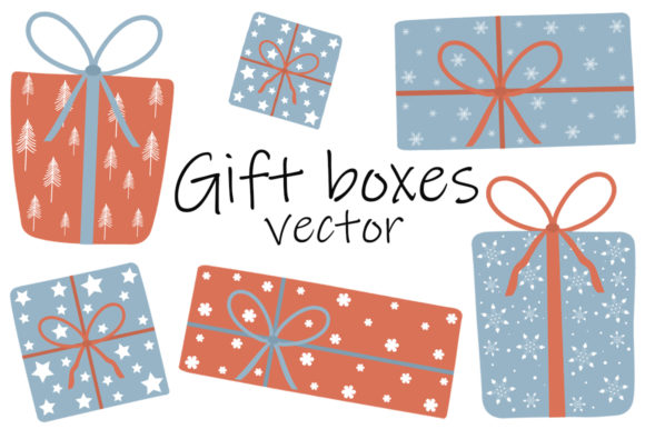 Gift Boxes New Year Christmas Vector Illustrations