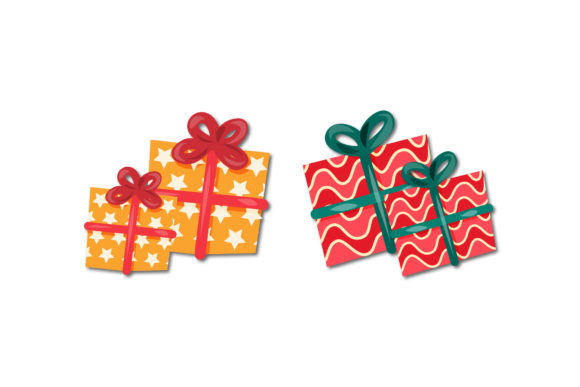 Gift Presents Set Christmas Vector