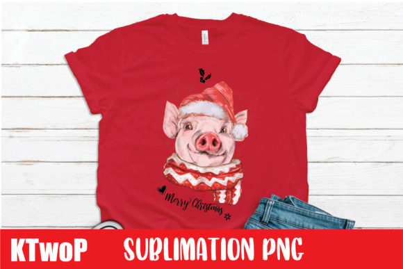Merry Christmas Pink Pig Sublimation