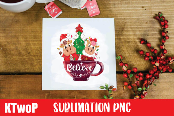 Merry Christmas Sublimation Believe Ox Illustrations