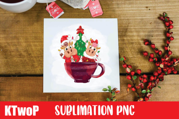 Merry Christmas Sublimation Cute Cow