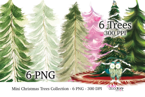Mini Christmas Tree Collection Illustrations