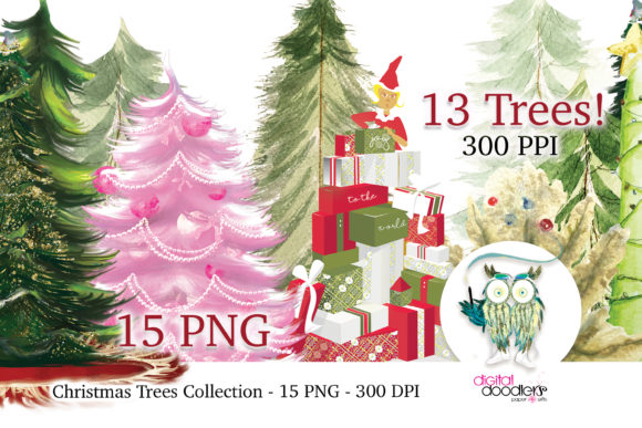 Painted Christmas Tree Illustrations