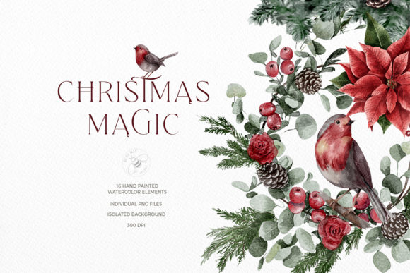 Watercolor Christmas Magic Classic Illustrations