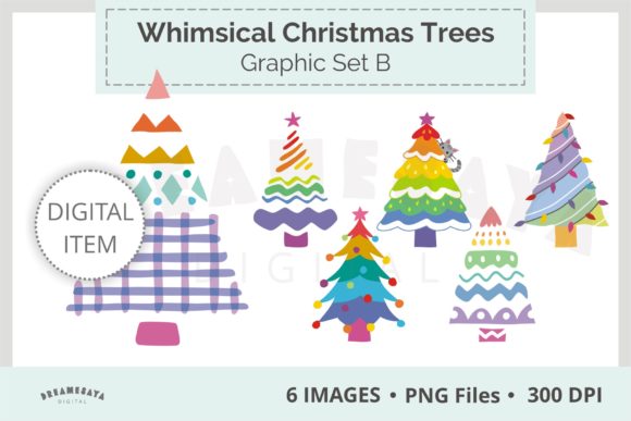 Whimsical Christmas Trees Png Clipart B